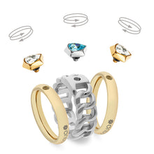Load image into Gallery viewer, QUDO INTERCHANGEABLE TRIANGOLO TOP 10MM - AQUAMARINE CRYSTAL - STAINLESS STEEL