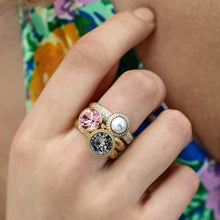 Load image into Gallery viewer, QUDO INTERCHANGEABLE TONDO DELUXE TOP 9MM - CREAM CRYSTAL PEARL - ROSE GOLD PLATED