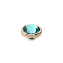 Load image into Gallery viewer, QUDO INTERCHANGEABLE CANINO TOP 9MM - LIGHT TURQUOISE CRYSTAL - GOLD PLATED