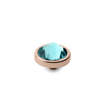 Load image into Gallery viewer, QUDO INTERCHANGEABLE CANINO TOP 9MM - LIGHT TURQUOISE CRYSTAL - ROSE GOLD PLATED