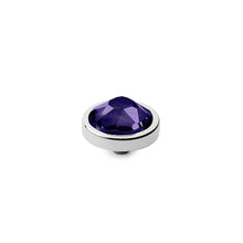 Load image into Gallery viewer, QUDO INTERCHANGEABLE CANINO TOP 9MM - PURPLE VELVET CRYSTAL - STAINLESS STEEL