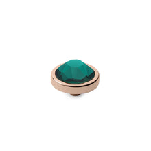 Load image into Gallery viewer, QUDO INTERCHANGEABLE CANINO TOP 9MM - EMERALD GREEN CRYSTAL - ROSE GOLD PLATED