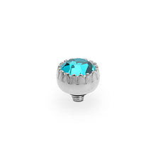 Load image into Gallery viewer, QUDO INTERCHANGEABLE LONDON TOP 8MM - BLUE ZIRCON EUROPEAN CRYSTAL - STAINLESS STEEL