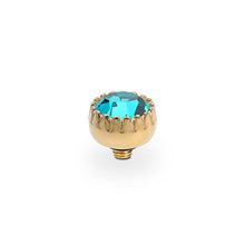 Load image into Gallery viewer, QUDO INTERCHANGEABLE LONDON TOP 8MM - BLUE ZIRCON EUROPEAN CRYSTAL - GOLD PLATED