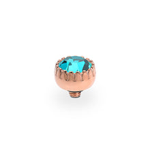 Load image into Gallery viewer, QUDO INTERCHANGEABLE LONDON TOP 8MM - BLUE ZIRCON EUROPEAN CRYSTAL - ROSE GOLD PLATED