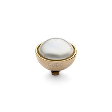 Load image into Gallery viewer, QUDO INTERCHANGEABLE BOTTONE TOP 11.5MM - WHITE EUROPEAN CRYSTAL PEARL - GOLD PLATED