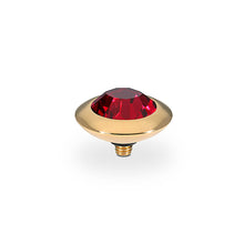 Load image into Gallery viewer, QUDO INTERCHANGEABLE TONDO TOP 13MM - RUBY EUROPEAN CRYSTAL - GOLD PLATED