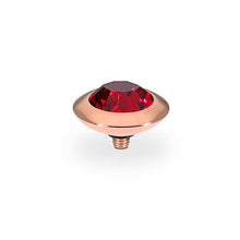 Load image into Gallery viewer, QUDO INTERCHANGEABLE TONDO TOP 13MM - RUBY EUROPEAN CRYSTAL - ROSE GOLD PLATED