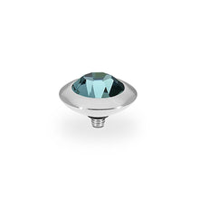 Load image into Gallery viewer, QUDO INTERCHANGEABLE TONDO TOP 13MM - SMOKED SAPPHIRE EUROPEAN CRYSTAL - STAINLESS STEEL