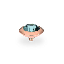 Load image into Gallery viewer, QUDO INTERCHANGEABLE TONDO TOP 13MM - SMOKED SAPPHIRE EUROPEAN CRYSTAL - ROSE GOLD PLATED