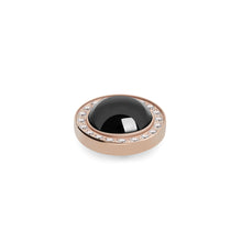 Load image into Gallery viewer, QUDO INTERCHANGEABLE CANINO DELUXE TOP 10.5MM - JET HEMATITE EUROPEAN CRYSTAL PEARL - ROSE GOLD PLATED