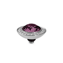 Load image into Gallery viewer, QUDO INTERCHANGEABLE TONDO DELUXE TOP 13MM - AMETHYST CRYSTAL - STAINLESS STEEL