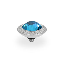 Load image into Gallery viewer, QUDO INTERCHANGEABLE TONDO DELUXE TOP 13MM - INDICOLITE CRYSTAL - STAINLESS STEEL