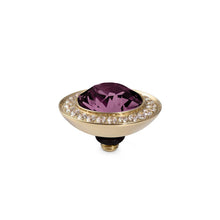 Load image into Gallery viewer, QUDO INTERCHANGEABLE TONDO DELUXE TOP 13MM - AMETHYST CRYSTAL - GOLD PLATED