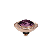 Load image into Gallery viewer, QUDO INTERCHANGEABLE TONDO DELUXE TOP 13MM - AMETHYST CRYSTAL - ROSE GOLD PLATED