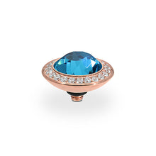 Load image into Gallery viewer, QUDO INTERCHANGEABLE TONDO DELUXE TOP 13MM - INDICOLITE CRYSTAL - ROSE GOLD PLATED