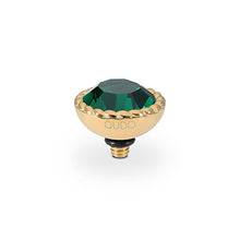 Load image into Gallery viewer, QUDO INTERCHANGEABLE BOCCONI TOP 11MM - EMERALD CRYSTAL - GOLD PLATED
