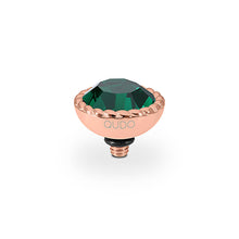 Load image into Gallery viewer, QUDO INTERCHANGEABLE BOCCONI TOP 11MM - EMERALD CRYSTAL - ROSE GOLD PLATED