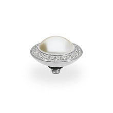 Load image into Gallery viewer, QUDO INTERCHANGEABLE TONDO DELUXE TOP 13MM - CREAM PEARL EUROPEAN CRYSTAL - STAINLESS STEEL