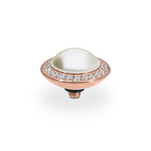 Load image into Gallery viewer, QUDO INTERCHANGEABLE TONDO DELUXE TOP 13MM - CREAM PEARL EUROPEAN CRYSTAL - ROSE GOLD PLATED