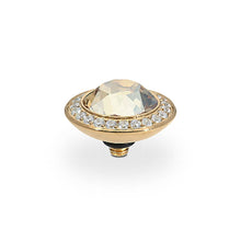 Load image into Gallery viewer, QUDO INTERCHANGEABLE TONDO DELUXE TOP 13MM - GOLDEN SHADOW EUROPEAN CRYSTAL - GOLD PLATED