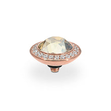 Load image into Gallery viewer, QUDO INTERCHANGEABLE TONDO DELUXE TOP 13MM - GOLDEN SHADOW EUROPEAN CRYSTAL - ROSE GOLD PLATED
