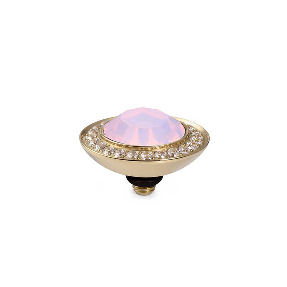 QUDO INTERCHANGEABLE TONDO DELUXE TOP 13MM - ROSE OPAL CRYSTAL - GOLD PLATED