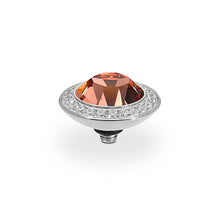 Load image into Gallery viewer, QUDO INTERCHANGEABLE TONDO DELUXE TOP 13MM - APRICOT CRYSTAL - STAINLESS STEEL