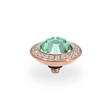 Load image into Gallery viewer, QUDO INTERCHANGEABLE TONDO DELUXE TOP 13MM - CHRYSOLITE EUROPEAN CRYSTAL - ROSE GOLD PLATED