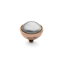 Load image into Gallery viewer, QUDO INTERCHANGEABLE BOTTONE TOP 11.5MM - GREY EUROPEAN CRYSTAL PEARL - ROSE GOLD PLATED