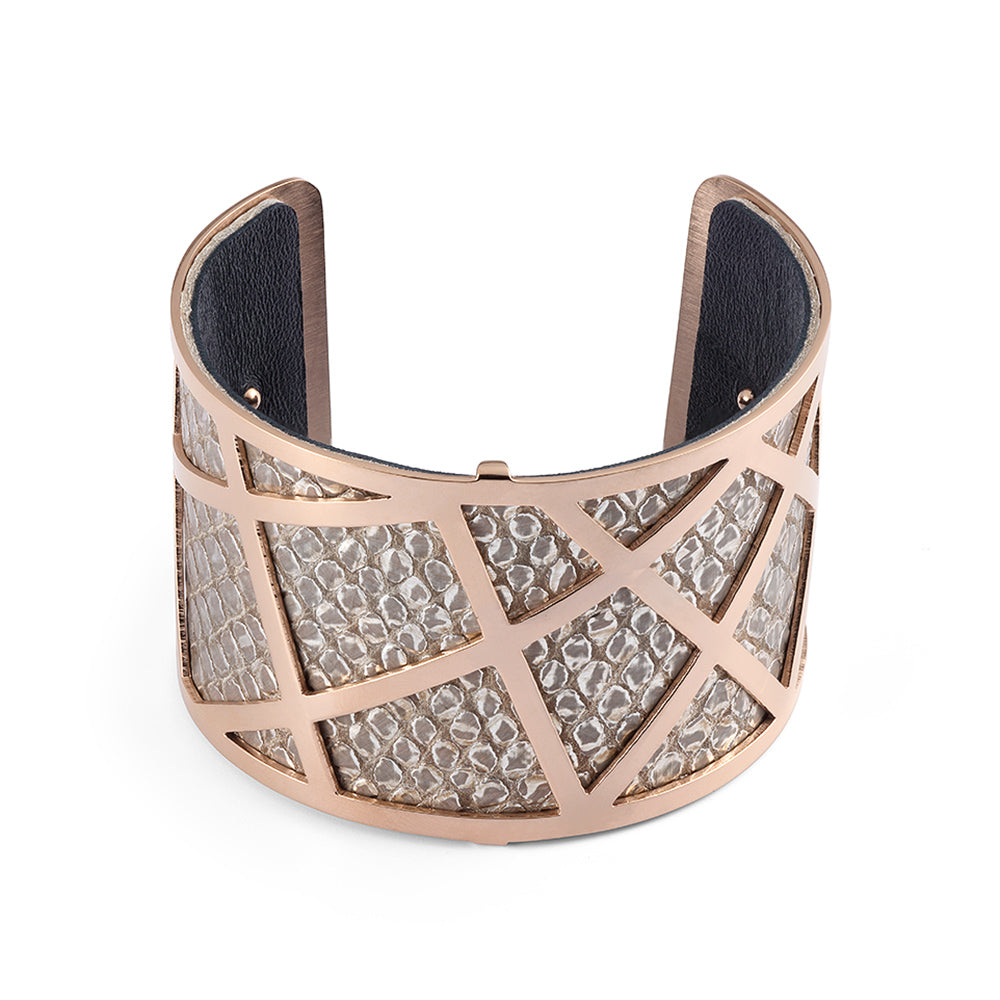QUDO MY BANGLES GEOMETRIC WIDE ROSE GOLD Qudo Jewellery