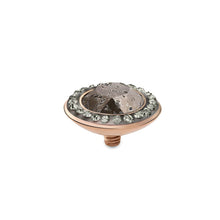 Load image into Gallery viewer, QUDO INTERCHANGEABLE TONDO DELUXE TOP 13MM - BLACK PATINA EUROPEAN CRYSTAL - ROSE GOLD PLATED
