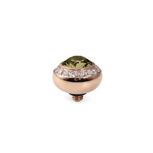 Load image into Gallery viewer, QUDO INTERCHANGEABLE TONDO DELUXE TOP 10MM - SMOKY QUARTZ EUROPEAN CRYSTAL - ROSE GOLD PLATED