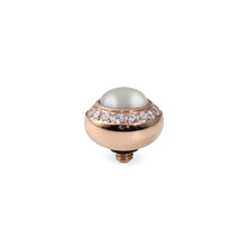 Load image into Gallery viewer, QUDO INTERCHANGEABLE TONDO DELUXE TOP 10MM - LIGHT GREY EUROPEAN CRYSTAL PEARL - ROSE GOLD PLATED