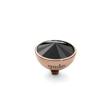 Load image into Gallery viewer, QUDO INTERCHANGEABLE BOTTONE TOP 11.5MM - JET HEMATITE EUROPEAN CRYSTAL - ROSE GOLD PLATED