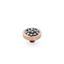 Load image into Gallery viewer, QUDO INTERCHANGEABLE CETTA TOP 8MM - JET HEMATITE EUROPEAN CRYSTALS - ROSE GOLD PLATED