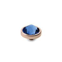 Load image into Gallery viewer, QUDO INTERCHANGEABLE CANINO TOP 9MM - SAPPHIRE EUROPEAN CRYSTAL - ROSE GOLD PLATED