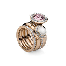 Load image into Gallery viewer, QUDO INTERCHANGEABLE TONDO DELUXE TOP 10MM - WHITE EUROPEAN CRYSTAL PEARL - ROSE GOLD PLATED