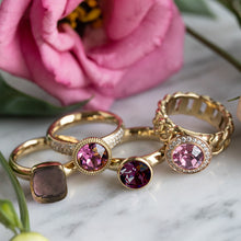 Load image into Gallery viewer, QUDO INTERCHANGEABLE CANINO TOP 9MM - AMETHYST EUROPEAN CRYSTAL- STAINLESS STEEL