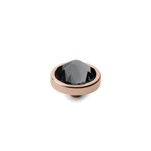 Load image into Gallery viewer, QUDO INTERCHANGEABLE CANINO TOP 9MM - GRAPHITE EUROPEAN CRYSTAL - ROSE GOLD PLATED
