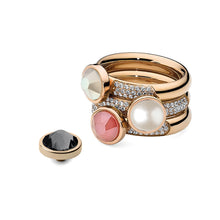 Load image into Gallery viewer, QUDO INTERCHANGEABLE CANINO TOP 9MM - WHITE OPAL EUROPEAN CRYSTAL - ROSE GOLD PLATED