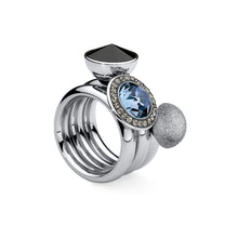 Load image into Gallery viewer, QUDO INTERCHANGEABLE BOTTONE TOP 11.5MM - JET HEMATITE EUROPEAN CRYSTAL - STAINLESS STEEL