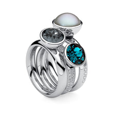 Load image into Gallery viewer, QUDO INTERCHANGEABLE BOTTONE TOP 10MM - BLACK DIAMOND EUROPEAN CRYSTAL - STAINLESS STEEL