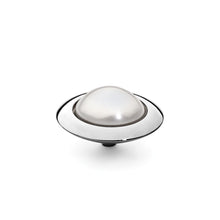 Load image into Gallery viewer, QUDO INTERCHANGEABLE TONDO TOP 16MM - WHITE EUROPEAN CRYSTAL PEARL - STAINLESS STEEL