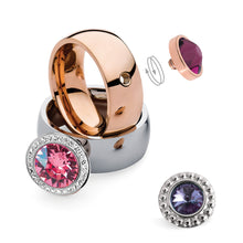 Load image into Gallery viewer, QUDO INTERCHANGEABLE TONDO DELUXE TOP 13MM - ROSE CRYSTAL - STAINLESS STEEL
