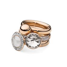 Load image into Gallery viewer, QUDO INTERCHANGEABLE BASE RING DELUXE - ROSE GOLD PLATED STAINLESS STEEL WITH CZ