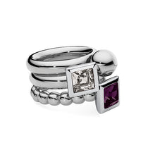 Load image into Gallery viewer, QUDO INTERCHANGEABLE QUADRA TOP 9MM - AMETHYST EUROPEAN CRYSTAL - STAINLESS STEEL