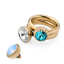 Load image into Gallery viewer, QUDO INTERCHANGEABLE LONDON TOP 8MM - BLUE ZIRCON EUROPEAN CRYSTAL - STAINLESS STEEL
