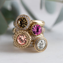 Load image into Gallery viewer, QUDO INTERCHANGEABLE GHIARE TOP 11MM - BLUSH ROSE CRYSTAL - GOLD PLATED
