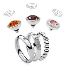 Load image into Gallery viewer, QUDO INTERCHANGEABLE BOCCONI TOP 11MM - BURGUNDY CRYSTAL - ROSE GOLD PLATED